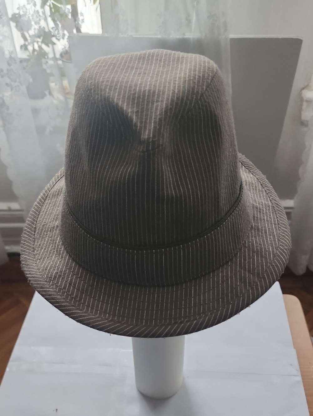 Ben Sherman Brown Pinstripe Fedora Hat
